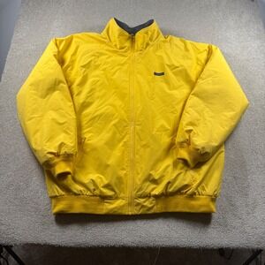 Lands End Mens Yellow Fleece Lined Windbreaker Jacket‎ XXL Tall Windproof